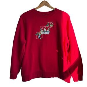 Holiday Editions Snowman Trio Christmas Sweatshirt Red XL